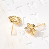 Brass Micro Pave Clear Cubic Zirconia Flower Stud Earrings EJEW-C158-17A-G-3