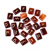 25Pcs Rectangle Natural Carnelian Rune Stones with Elder Futhark Alphabet Engraved G-T142-34-1