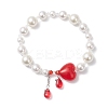 Shell Pearl & Glass Beads Charm Bracelets BJEW-TA00693-2