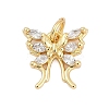 Brass Micro Pave Clear Cubic Zirconia Charms KK-G522-09G-1