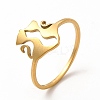 201 Stainless Steel Double Cat Finger Ring for Women RJEW-K239-04G-3