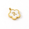 Golden Tone Stainless Steel Pave White Shell Letter Flower Charms PW-WGC5230-18-1