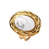 Oval Natural Howlite Finger Rings RJEW-M063-01G-10-2
