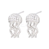 Brass Micro Pave Cubic Zirconia Stud Earrings EJEW-G471-19G-4