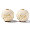 Unfinished Natural Wood European Beads WOOD-S045-150-2