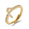 Rack Plating Brass Cubic Zirconia Arabic Letters Adjustable Rings for Women RJEW-S407-10G-04-1