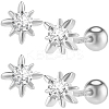 2 Pairs 925 Sterling Silver Micro Pave Clear Cubic Zirconia Flower Cartilage Earrings EJEW-BBC0001-57P-1