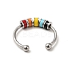 Enamel Disc Rotating Beaded Open Cuff Ring LS-RJEW-C032-01B-P-2