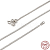Anti-Tarnish Rhodium Plated 925 Sterling Silver Wheat Chains Necklace for Women STER-I021-02B-P-5