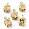 Alphabet Brass Micro Pave Clear Cubic Zirconia Pendants ZIRC-O045-01G-G-1