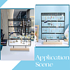 1 Set 5-Tier Rectangle Iron Jewelry Dangle Earring Organizer Holder with Wooden Base EDIS-SC0001-07A-5