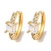 Brass Micro Pave Clear Cubic Zirconia Square Hoop Earrings EJEW-S280-06G-4