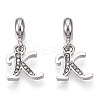 Platinum Rack Plating Alloy Rhinestone European Dangle Charms PALLOY-T048-36P-K-1