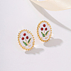 Elegant Alloy Enamel Flower Stud Earrings VA1196-2