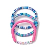 3Pcs 3 Colors Polymer Clay Disc Beaded Stretch Bracelet Sets BJEW-JB10441-02-1