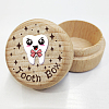 Round Beech Wooden 3D Engraved My First Tooth Box CON-WH0120-004-1