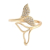 Fishtail Rack Plating Brass Micro Pave Cubic Zirconia Open Cuff Rings for Women RJEW-Z059-06G-2