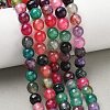 Dyed Natural Agate Faceted Round Beads Strands G-E320E-8mm-16-5