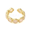 Square Natural Rose Quartz Open Cuff Rings RJEW-K272-02G-01-2
