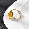Adjustable 304 Stainless Steel Enamel Cuff Rings for Women LS-RJEW-B152-01G-03-4
