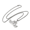201 Stainless Steel Hollow Cowboy Hat Pendant Necklaces NJEW-H065-27P-2