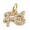 Brass Micro Pave Clear Cubic Zirconia Charms X-ZIRC-A013-24G-1
