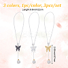 Brass Micro Pave Cubic Zirconia Butterfly Pendant Decorations HJEW-DR00024-2