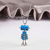 Alloy & Wood Robot Pendant Necklaces FS-WGB43E5-03-1