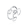 Adjustable Trendy Platinum Plated Brass Cuff Wide Band Finger Rings RJEW-BB15284-P-1