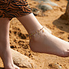 Bohemian Brass & Acrylic Flat Round Link Chain Anklets with Colorful Rectangle Tassel LS-AJEW-Z046-03G-1