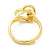 Heart with Letter Rack Plating Brass Micro Pave Cubic Zirconia Adjustable Rings for Women RJEW-I105-06G-J-3