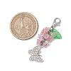 Butterfly Alloy Rhinestone & Flower Acrylic Pendant Decorations HJEW-JM03145-3