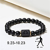 12 Constellations Theme Frosted Black Stone Round Beaded Stretch Bracelets for Women Men WG3EE4F-10-1