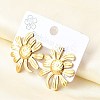 304 Stainless Steel Flower Stud Earrings EJEW-P312-03A-G-3