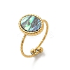Oval 304 Stainless Steel Paua Shell Cuff Rings for Women RJEW-G346-07G-01-4