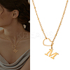 1Pc Letter & Heart Stainless Steel Lariat Necklaces for Women NJEW-LP0002-87G-M-1