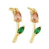 Rack Plating Brass Micro Pave Cubic Zirconia Pendants KK-R166-09G-03-1