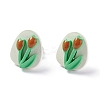 Tulip & Sakura & Round Resin Enamel Stud Earrings Set for Girl Women EJEW-D278-14S-2