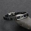 Hollow Corss Link Bracelet with Leather Cords LS-PW-WG26645-01-4