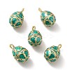 Rack Plating Brass Micro Pave Cubic Zirconia Enamel Pendants KK-M230-11G-1