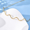 304 Stainless Steel Wave Shape Link Chain Necklaces for Women NJEW-S439-08G-2