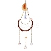 Moon Metal & Natural Red Jasper Chip Pendant Decorations AJEW-Q143-08-3