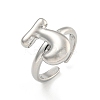 Brass Letter Open Cuff Rings for Women RJEW-G313-01J-P-1