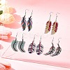 DIY Glitter Acrylic Feather Dangle Earrings Making Kits DIY-FS0006-84-9