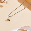 1pc Brass Chain & 304 Stainless Steel Letter Pendant Necklaces NJEW-LP0001-40Y-G-3