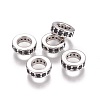 Brass Cubic Zirconia Rondelle European Beads KK-E772-02E-P-2