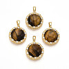 Natural Tiger Eye Pendants KK-N258-11G-1