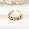 Brass Micro Pave Cubic Zirconia Cuff Rings for Women LS-RJEW-K312-07G-2