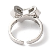 Bowknot Brass Micro Pave Clear Cubic Zirconia Open Cuff Rings for Women RJEW-C098-13P-3