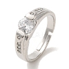 Brass Micro Pave Cubic Zirconia Rings for Women RJEW-E295-21P-1